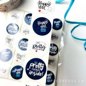 200pc Pretty Things Happy Mail Stickers. Blue White Mixed Pattern Shipping